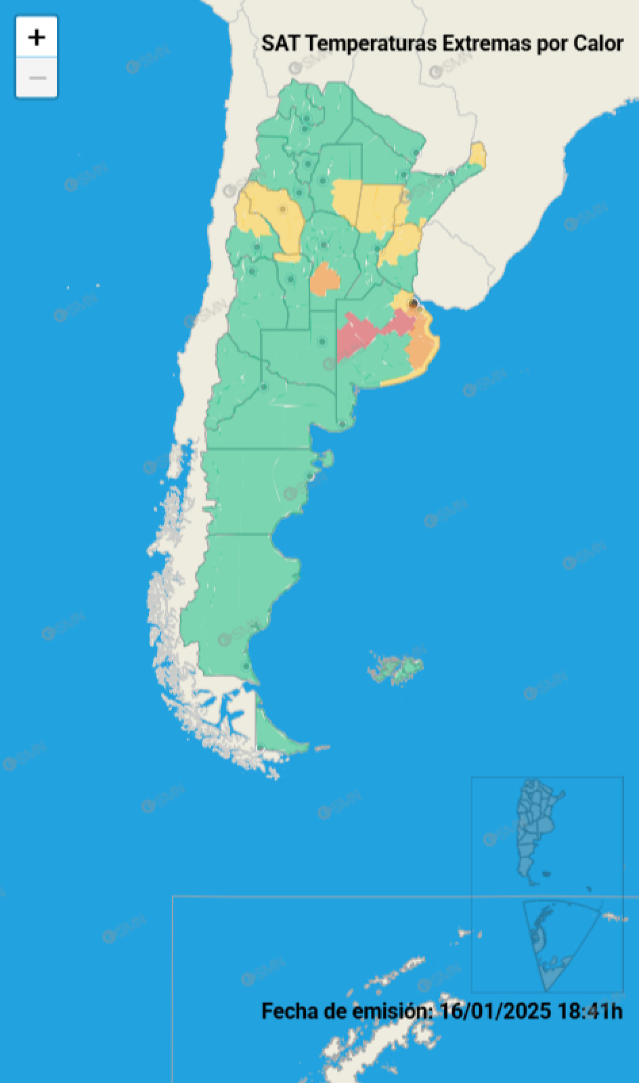 Alerta por temperaturas extremas. Foto: SMN