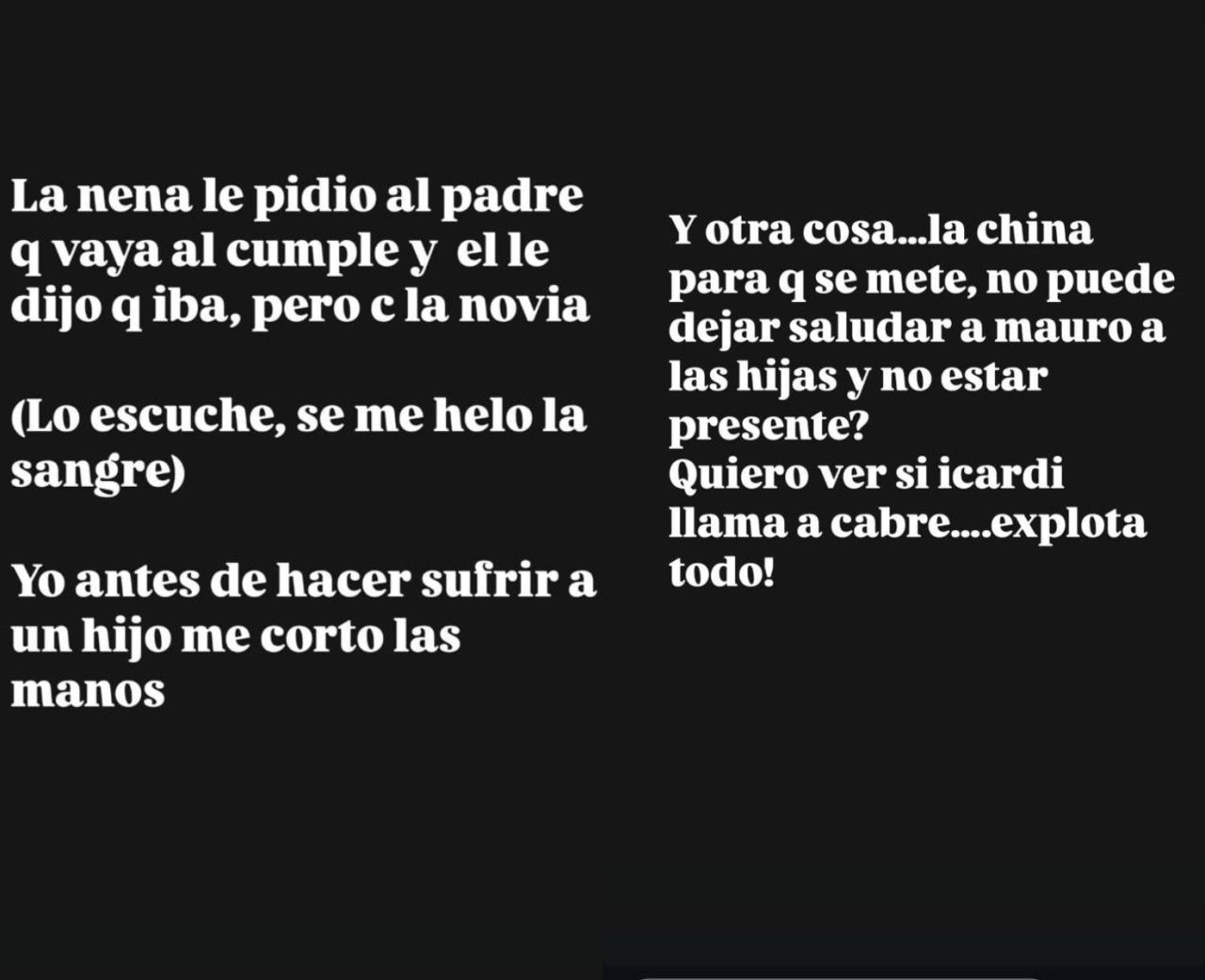 La nueva pelea entre Mauro Icardi, la China Suárez y Wanda Nara. Foto: Captura Instagram YaniLatorre.