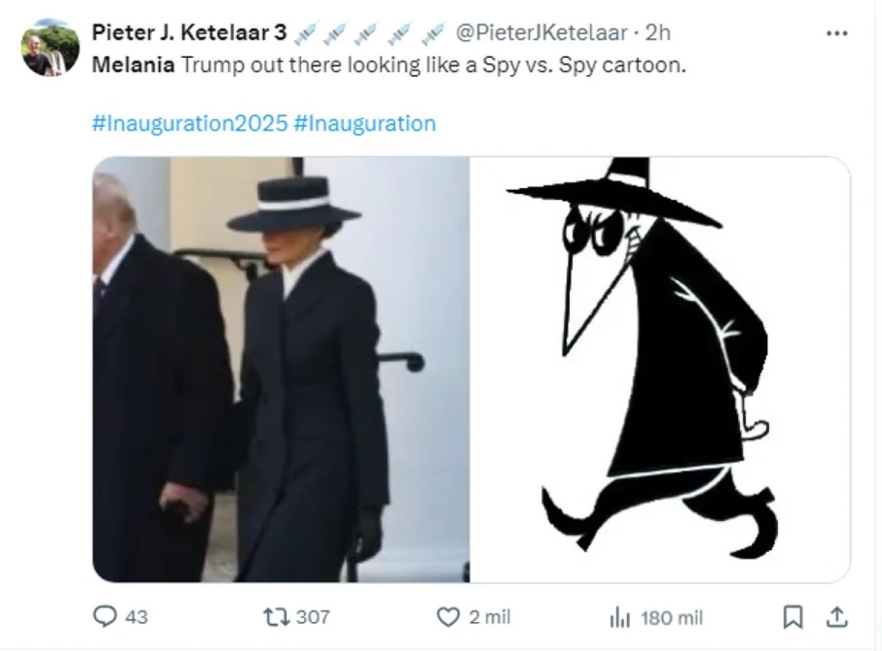 Memes sobre el sombrero de Melania Trump. Foto: NA.