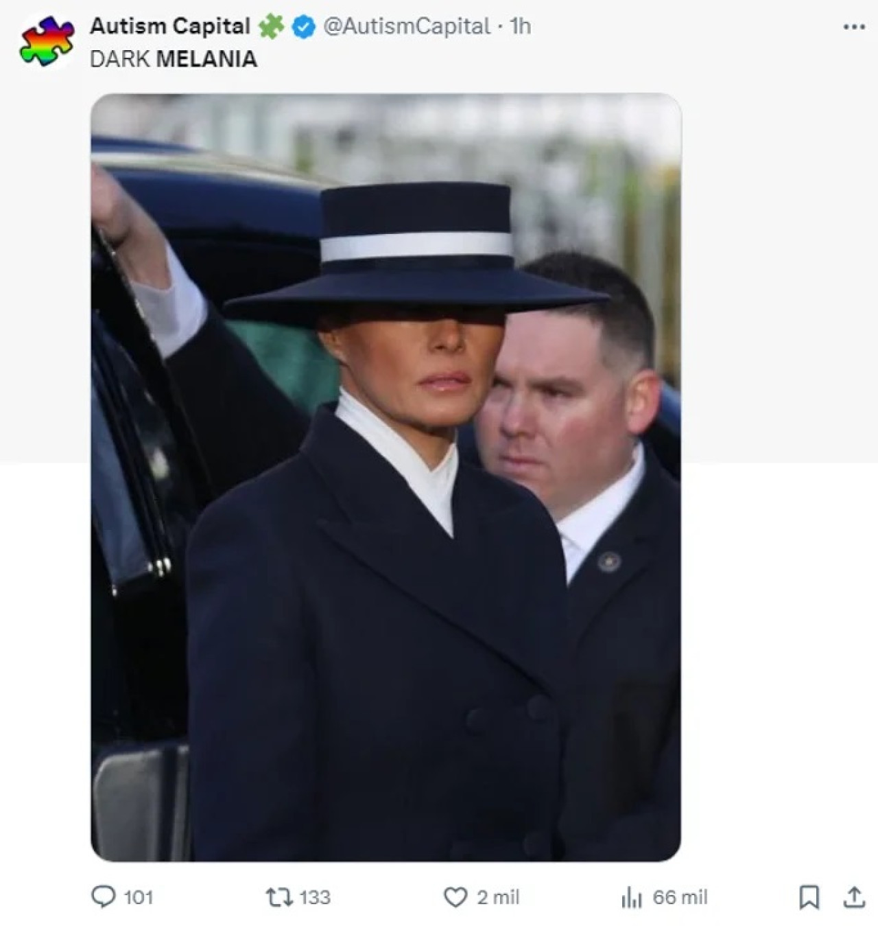 Memes sobre el sombrero de Melania Trump. Foto: NA.