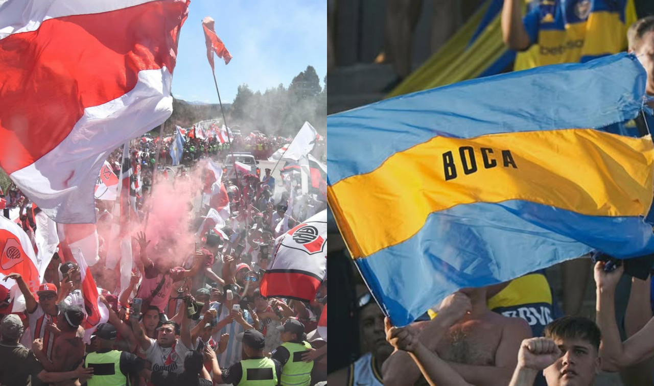 Hinchas de River y Boca. Fotos: Instagram @riverplate y @bocajrs