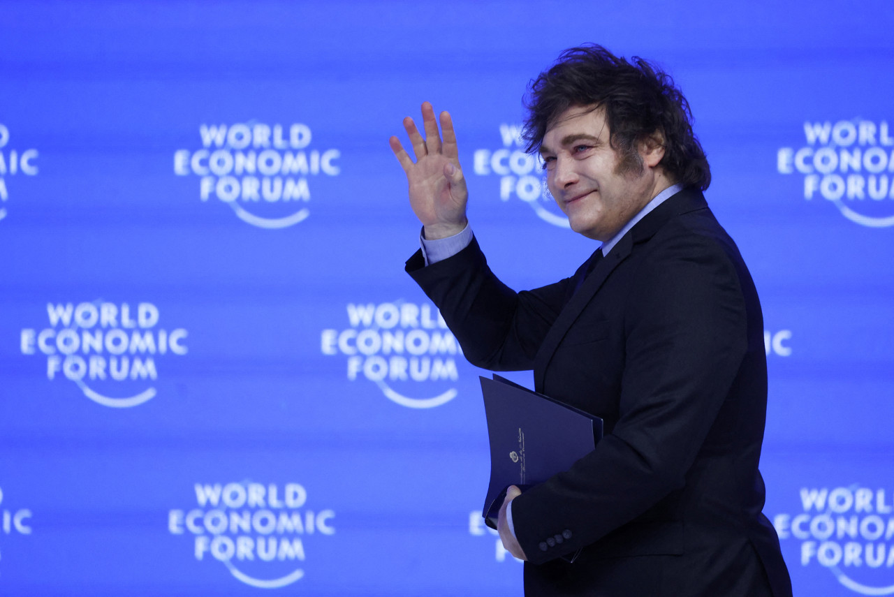 Javier Milei en el Foro de Davos. Foto: Reuters.