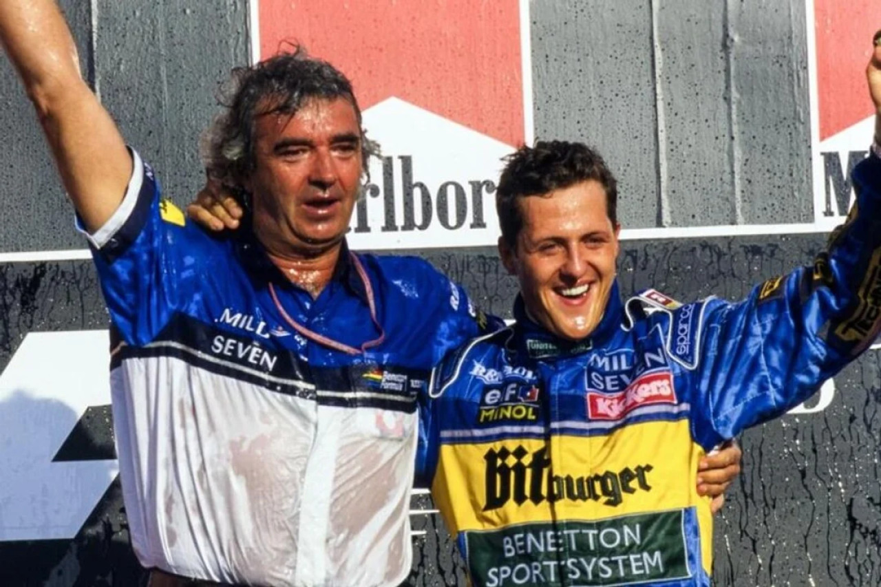 Flavio Briatore y Michael Schumacher. Foto: Agencia Noticias Argentinas / F1