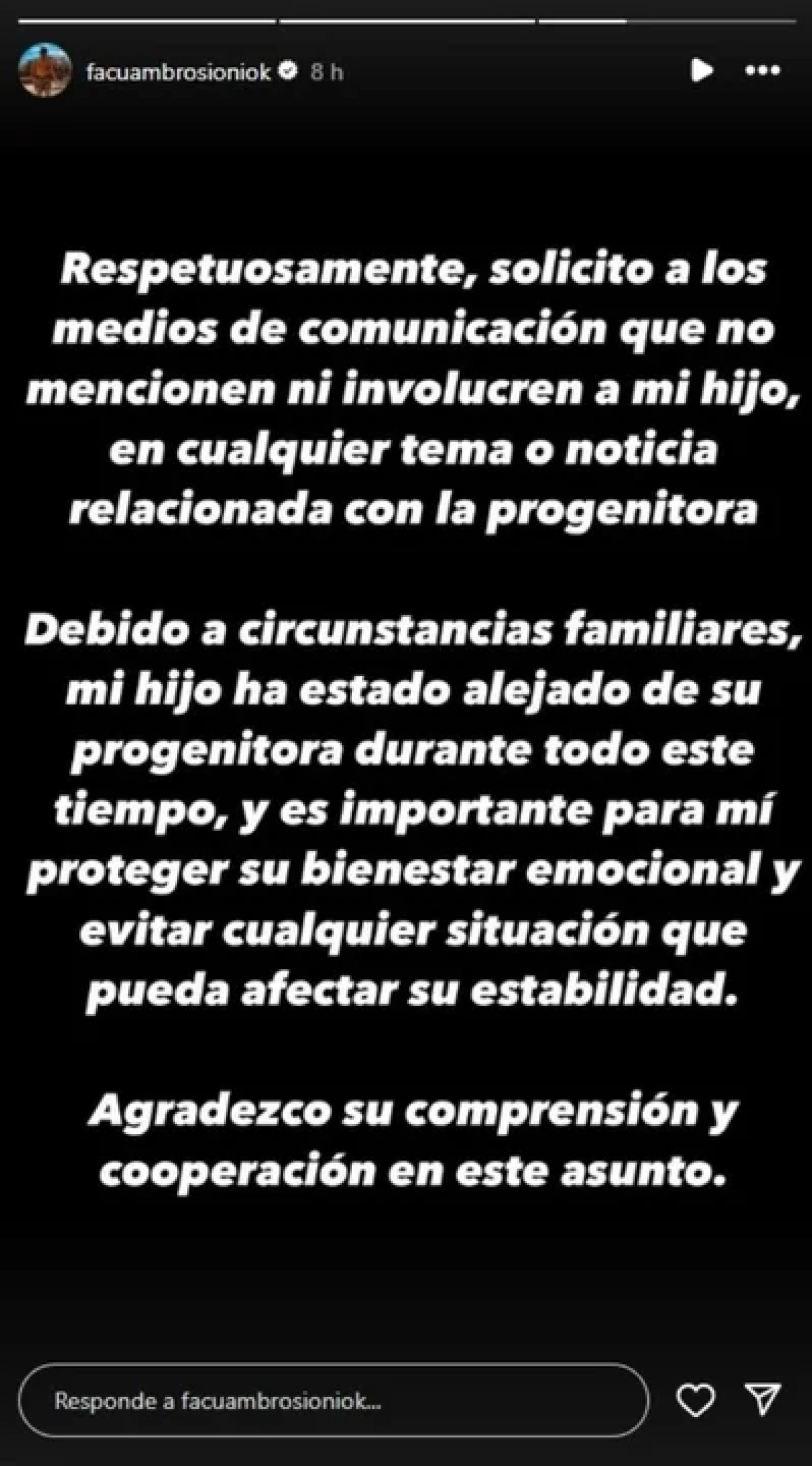 Historia de Facundo Ambrosioni en Instagram