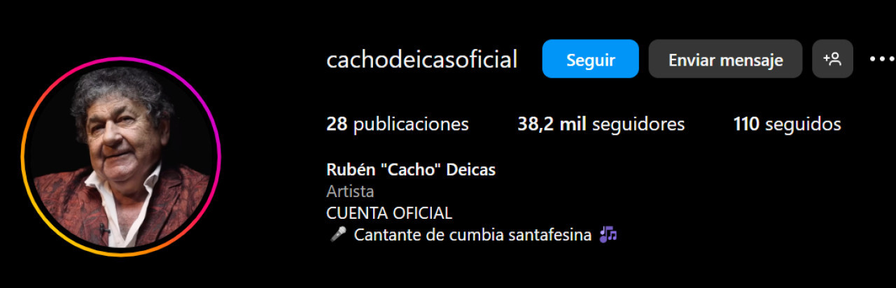 El cambio en el Instagram de Cacho Deicas. Foto: captura