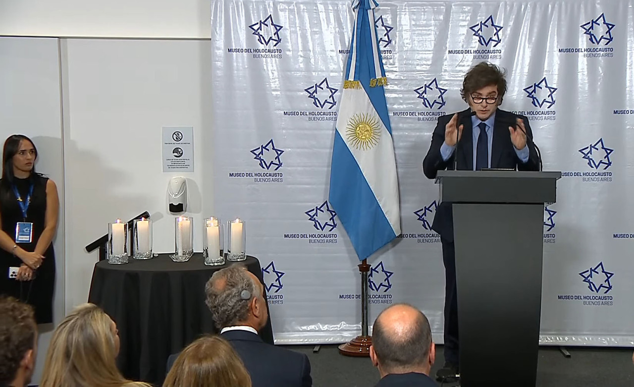 Javier Milei en el Museo del Holocausto de Buenos Aires. Foto: NA.