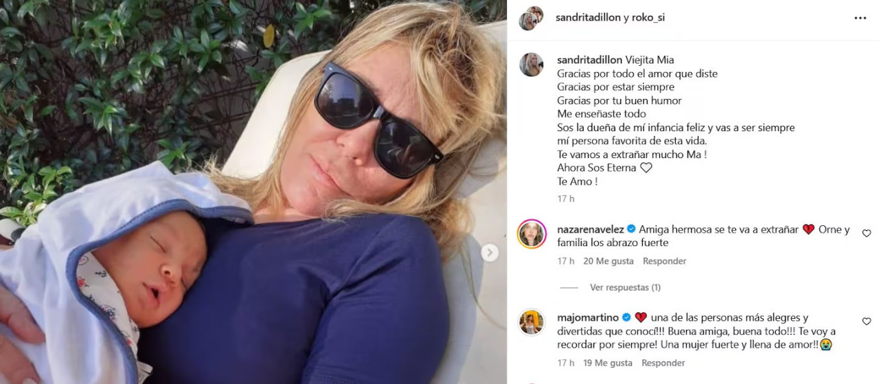 Los hijos de Sandra Dillon le dedicaron un tierno posteo. Foto: Instagram / sandritadillon