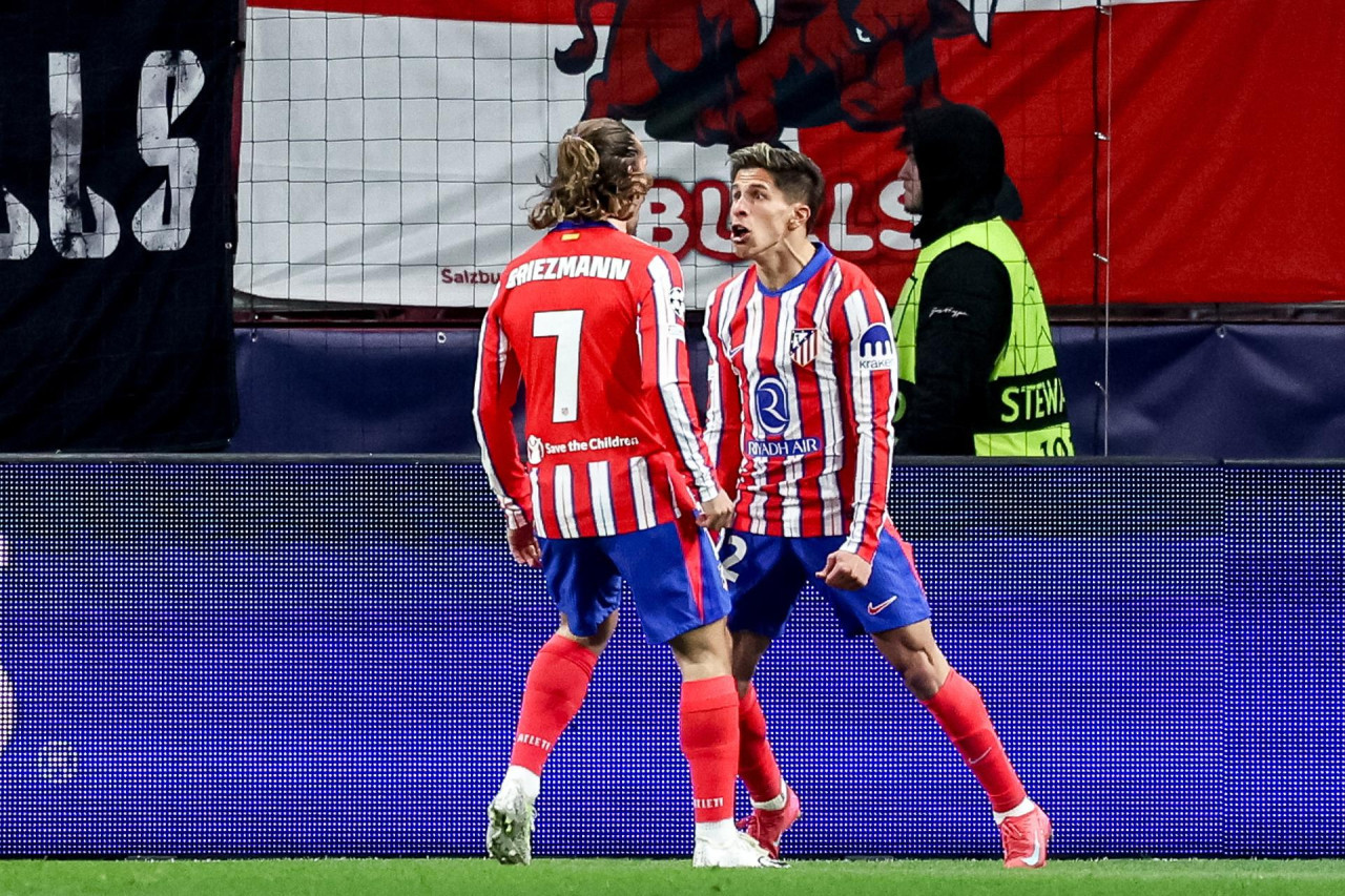 Festejo de Lautaro Martínez para el Inter en la Champions League. Foto: EFE/ FILIP SINGER.