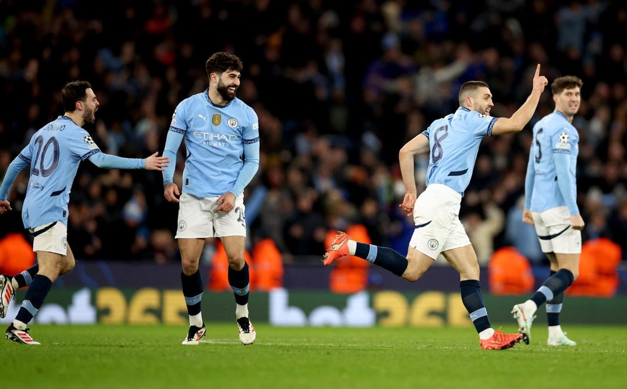 Festejo del Manchester City en la Champions League. Foto: EFE/ADAM VAUGHAN