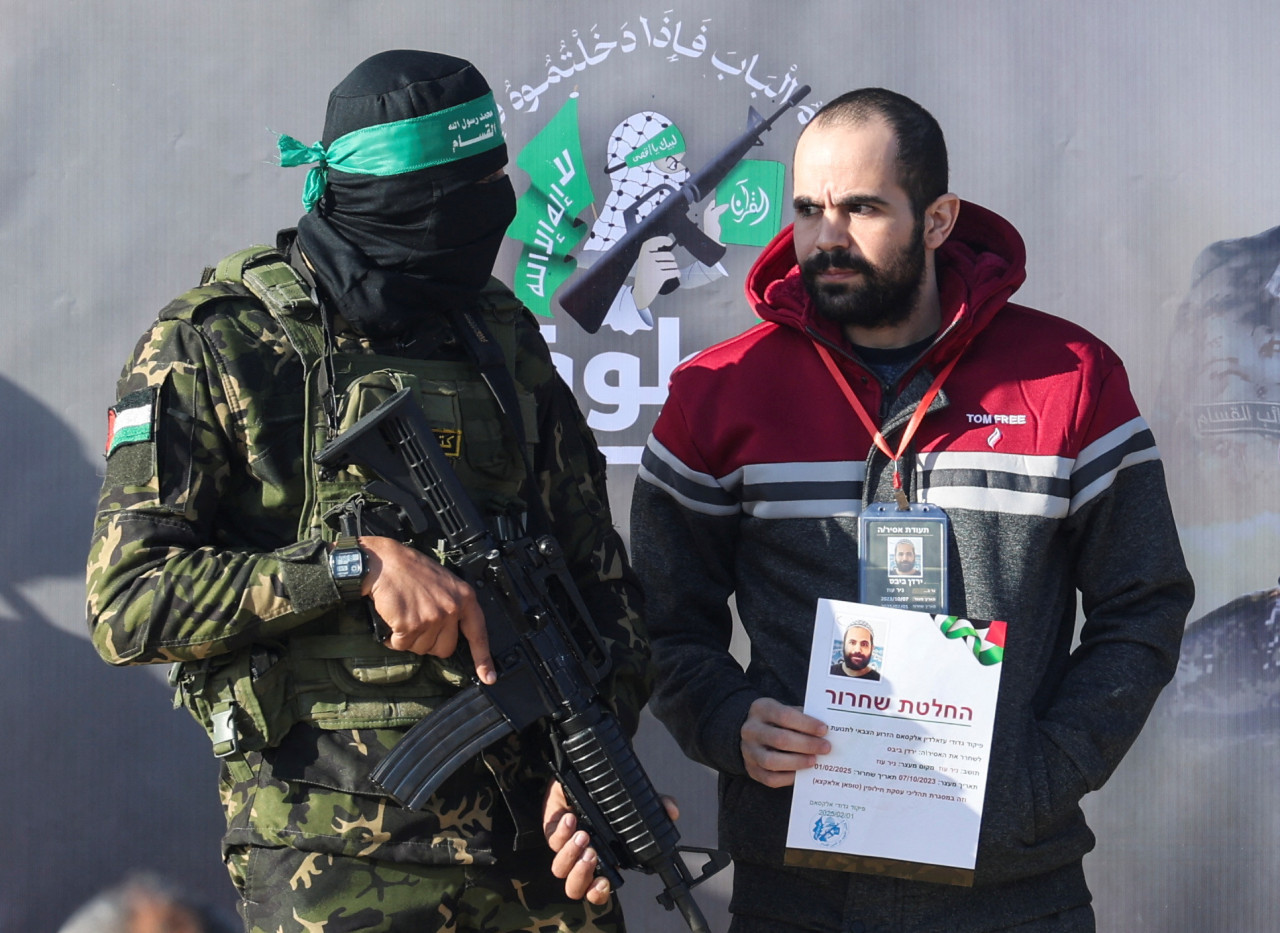 Libración de rehenes de Hamas en Gaza. Foto: REUTERS.