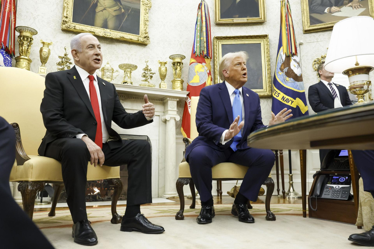 Encuentro de Donald Trump y Benjamin Netanyahu en la Casa Blanca. Foto: EFE.