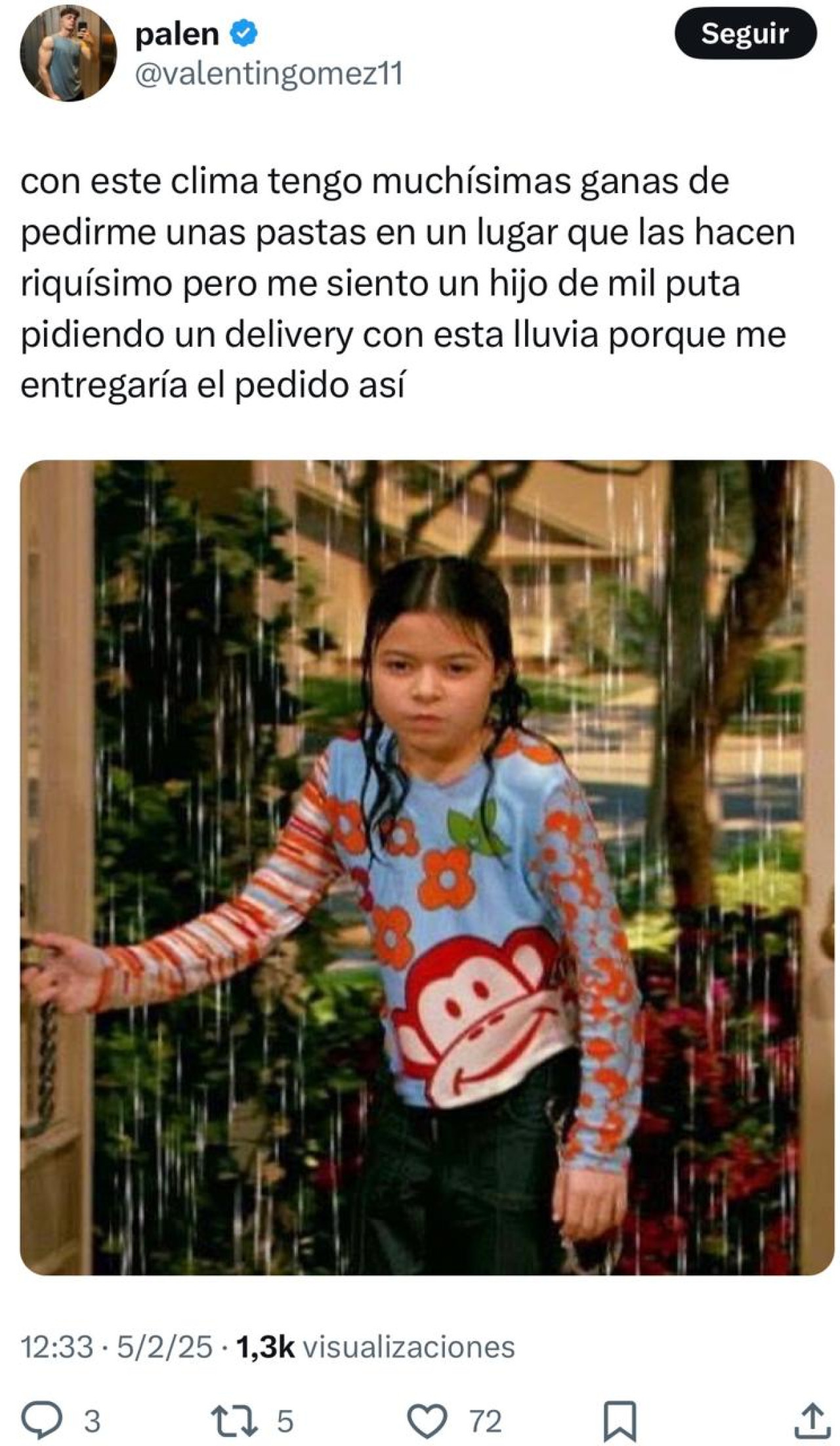 Memes divertidos por la lluvia. Foto: captura.