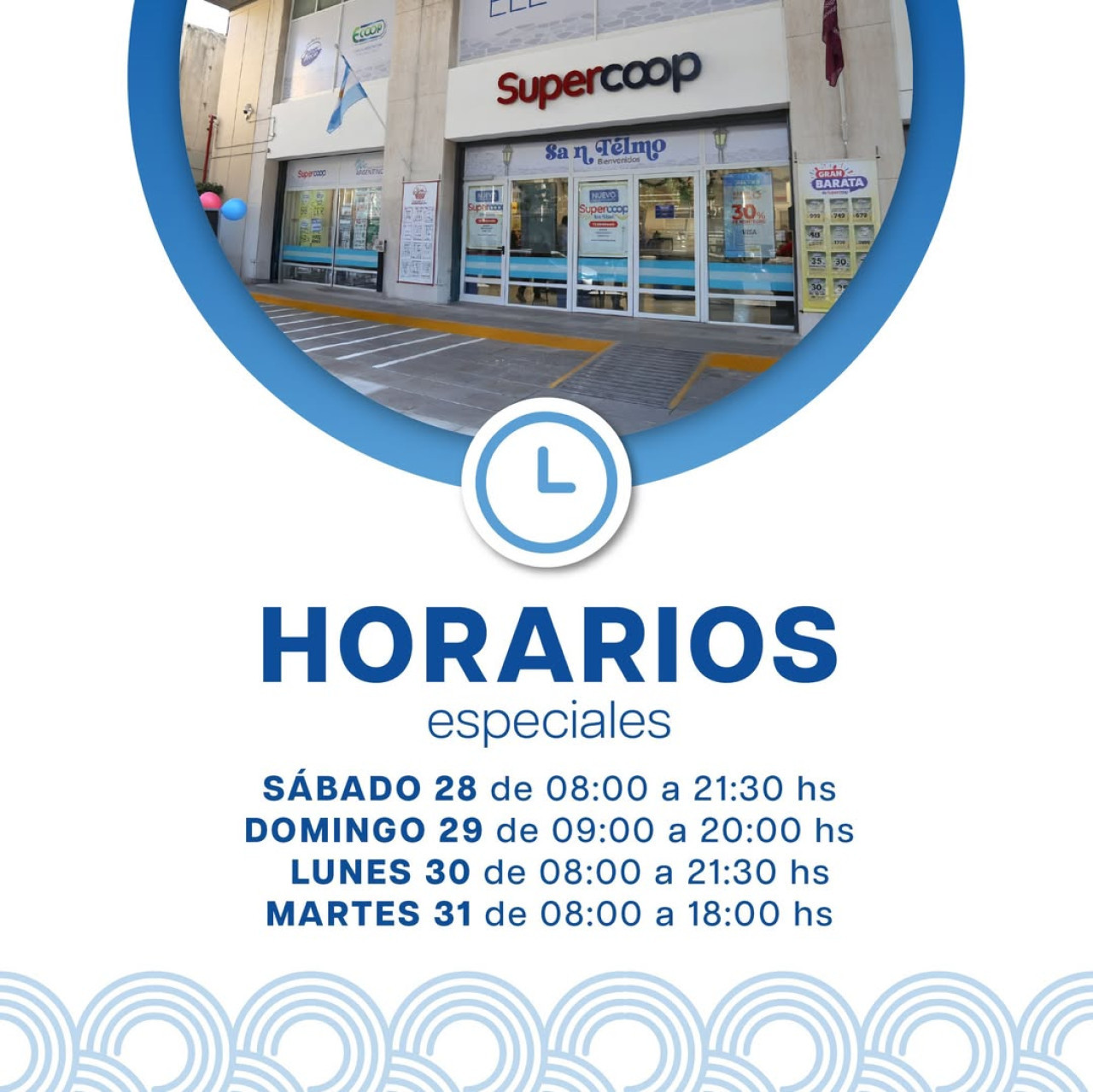 Los horarios del nuevo Supercoop de San Telmo. Foto: Instagram @supercoop.ar