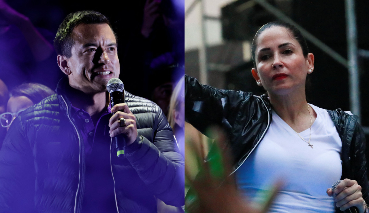 Daniel Noboa y Luisa González. Fotos: Reuters/Karen Toro y Henry Romero