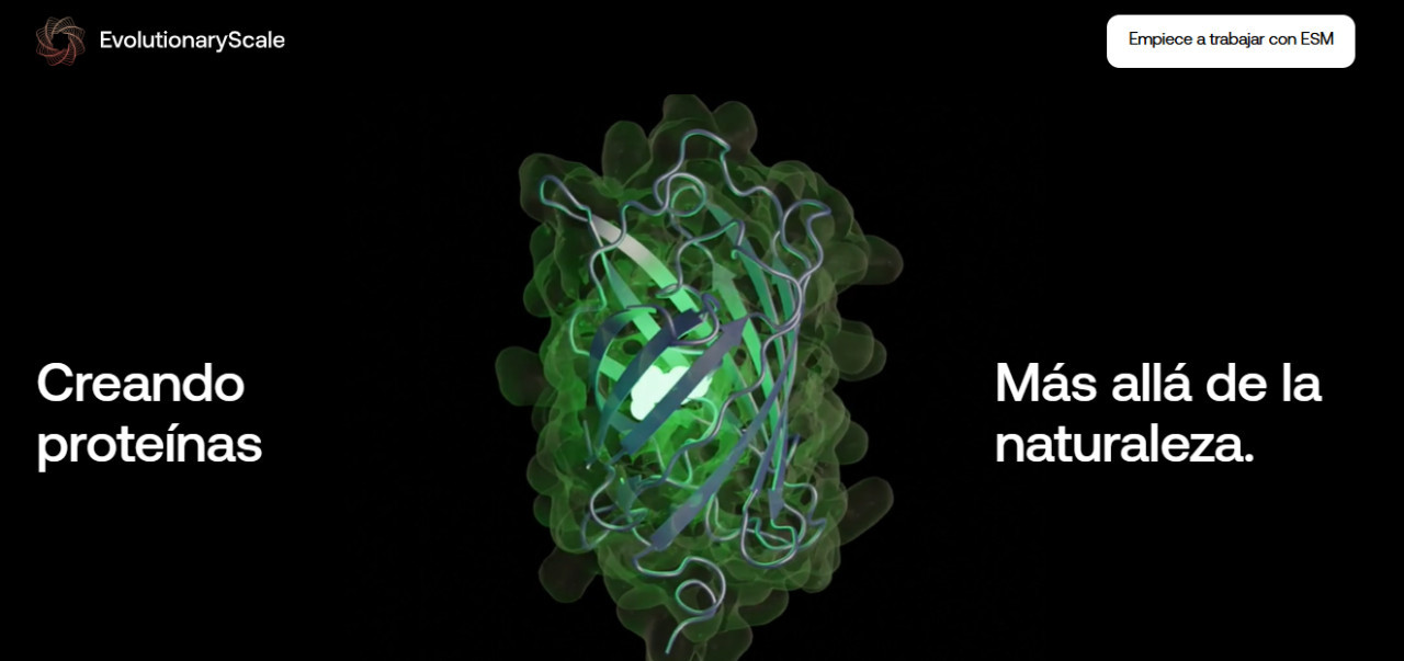 Ilustración de la nueva proteína fluorescente verde desarrollada por la inteligencia artificial. Foto: Evolutionary Scale.