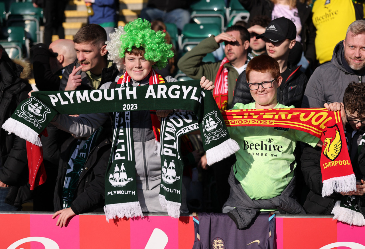 Plymouth Argyle le ganó 1-0 al Liverpool y lo eliminó de la FA Cup. Foto: Reuters/David Klein