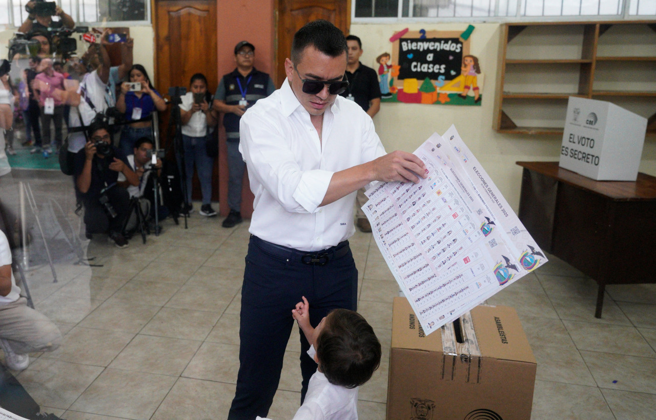 Daniel Noboa fue reelecto en Ecuador. Foto: Reuters/Santiago Arcos.