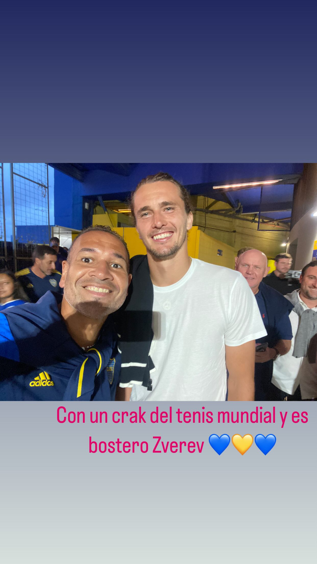 Alexander Zverev junto a Antonio Barijho en La Bombonera. Foto: Instagram @antoniobarijho.