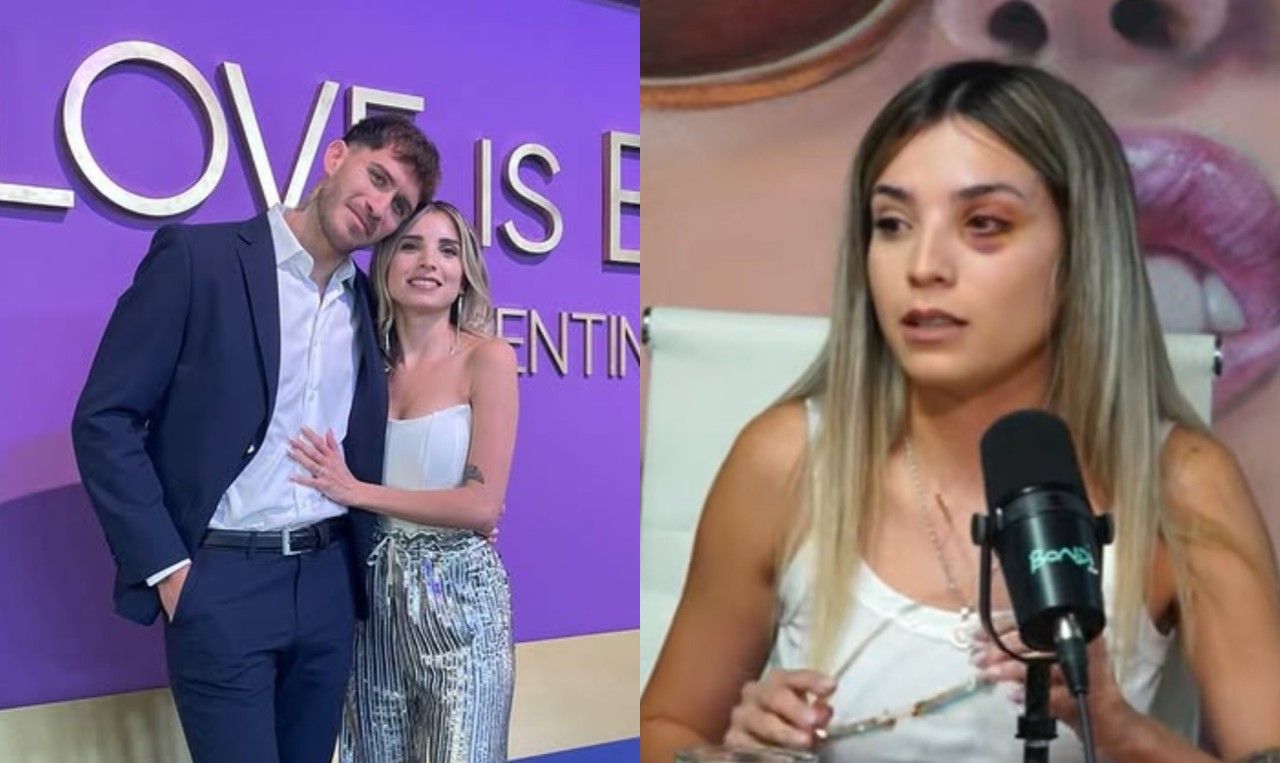 Santiago Martínez y Emily Ceco, participantes de Love is Blind. Foto: Instagram/santunahuel - captura Bondi Live.