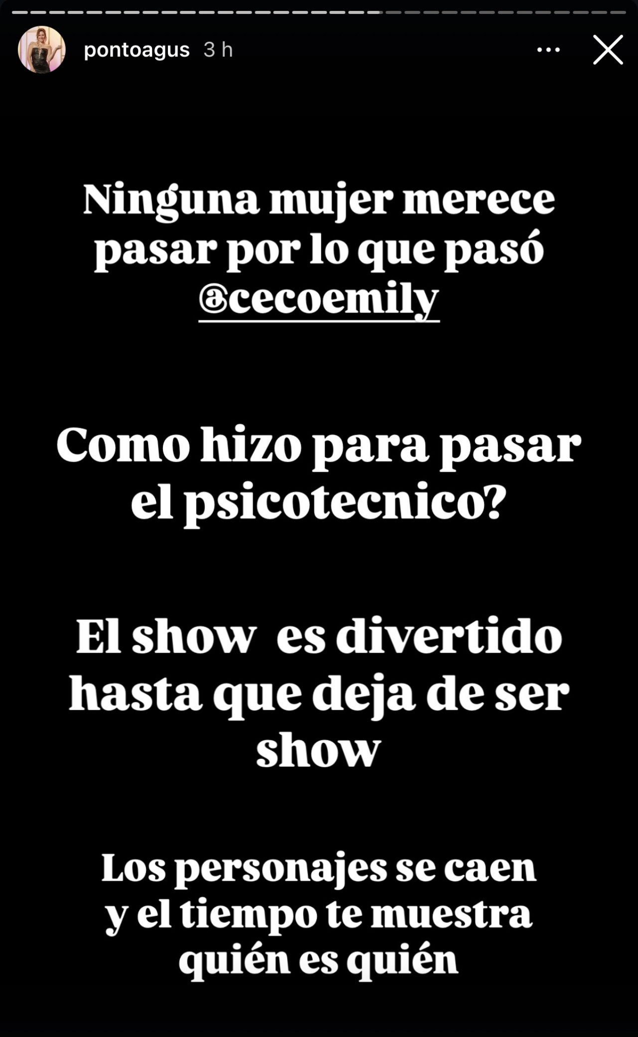 El descargo de Agustina, la participante que tuvo una cita a ciegas con Santiago. Foto Instagram