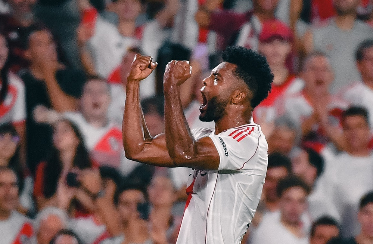 Miguel Borja; River Plate vs. Lanús. Foto: X @RiverPlate.