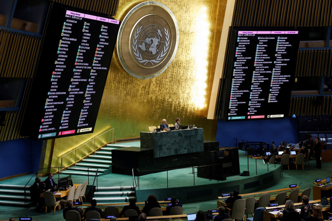 La ONU aprobó una resolución que exige a Rusia la retirada de sus tropas de Ucrania. Foto: Reuters/Shannon Stapleton