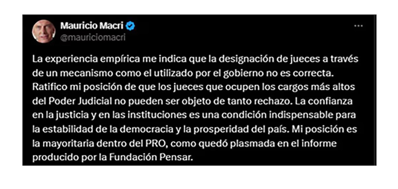 Mauricio Macri profundiza su distancia con el Gobierno y criticó la designación de Lijo y García Mansilla por decreto