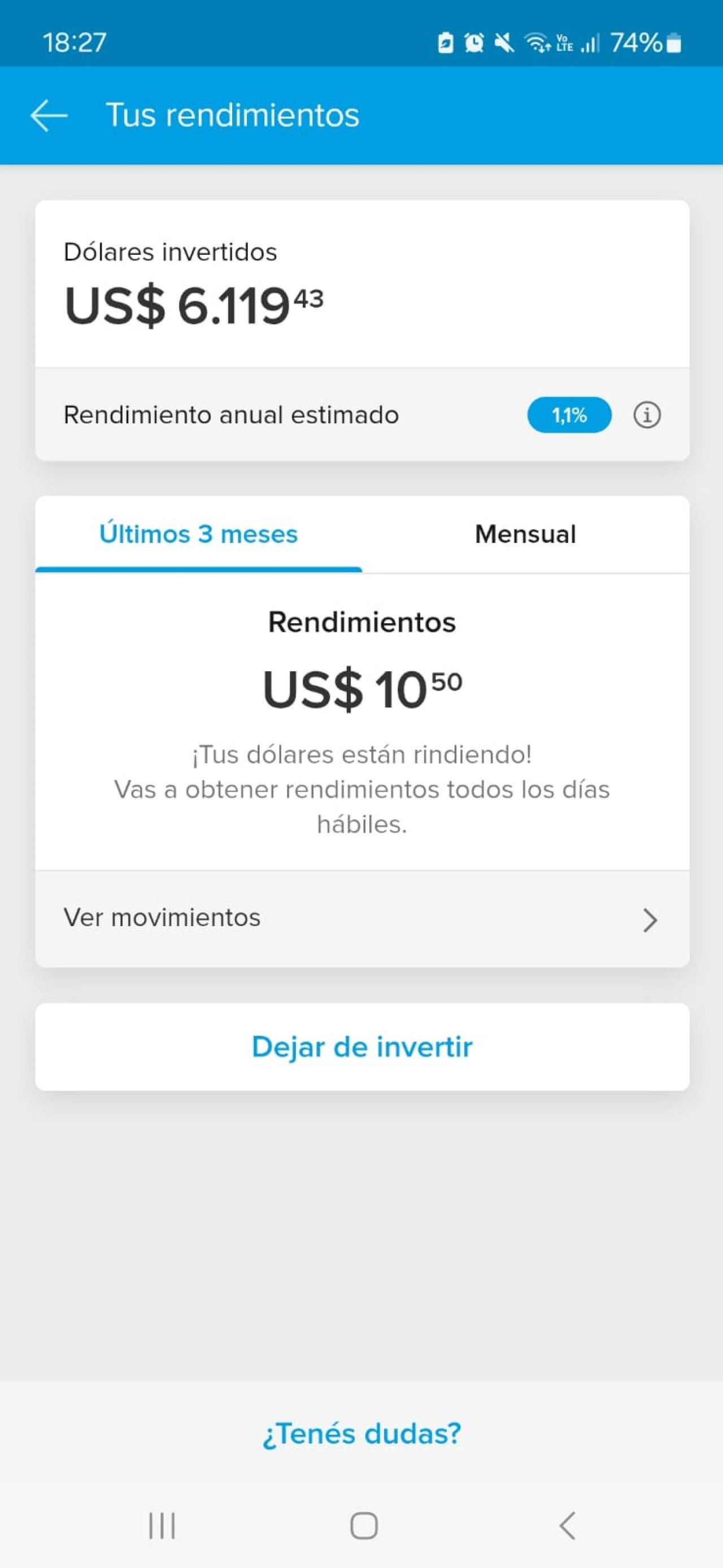 Mercado Pago permitirá invertir dólares a través de su app. Foto Mercado Pago