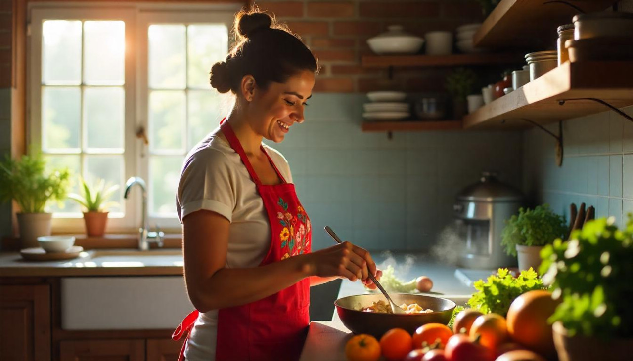 Cocina, recetas, persona cocinando. Foto: Freepik AI.