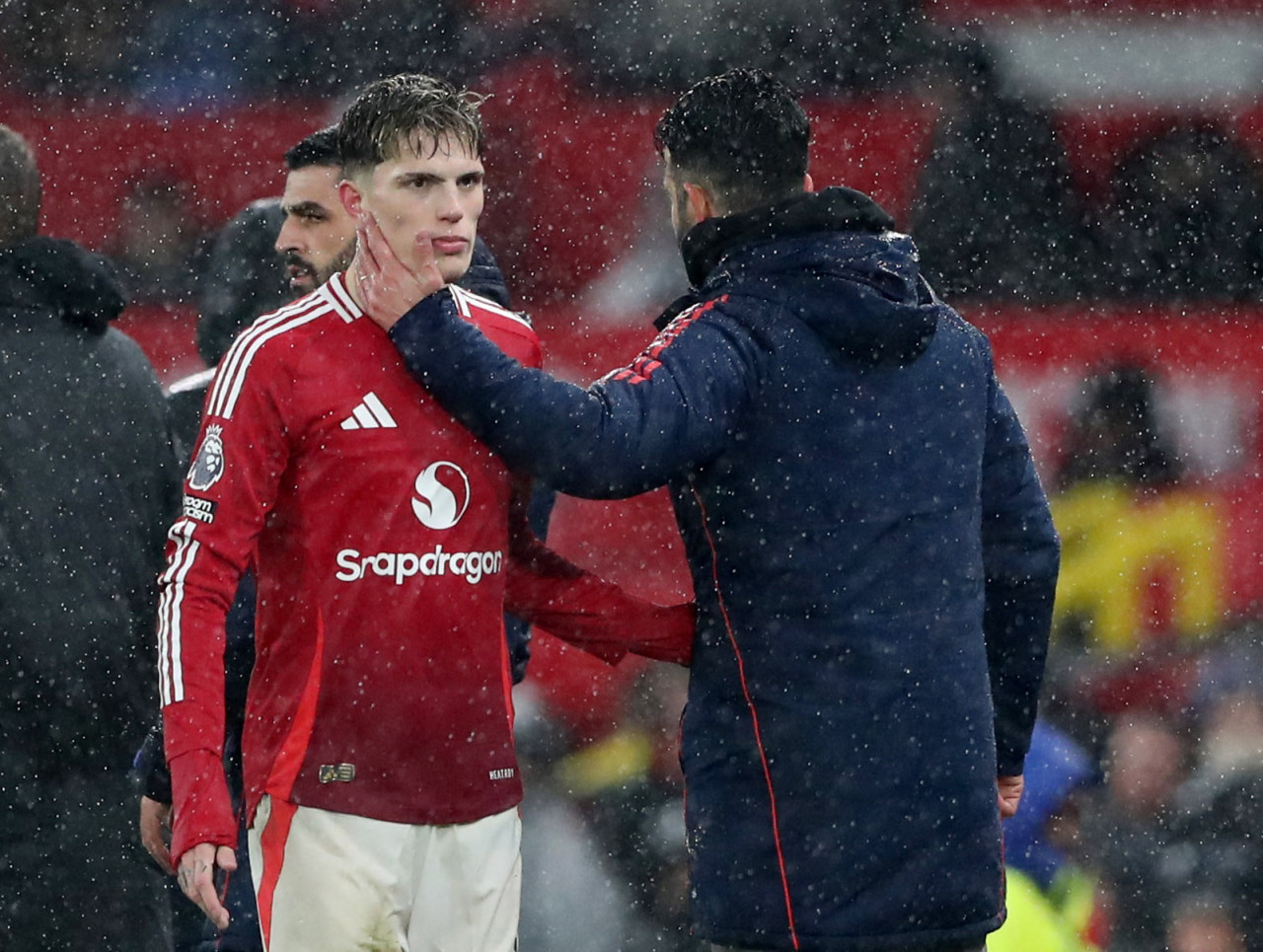 Alejandro Garnacho y Ruben Amorim. Foto: Reuters/Scott Heppell