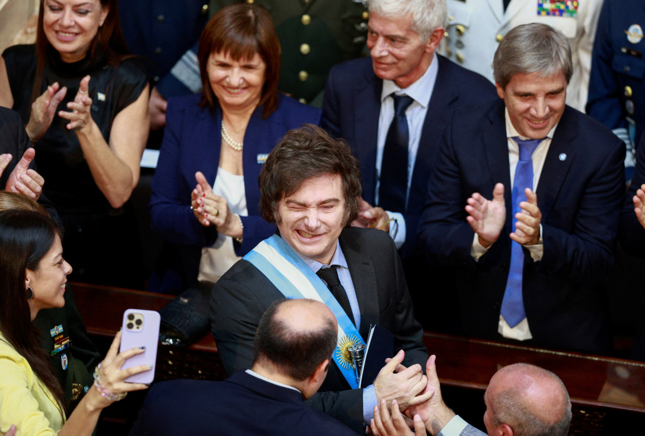 Javier Milei, apertura de sesiones ordinarias en el Congreso. Foto: Reuters/Matias Baglietto