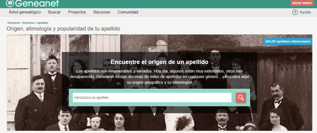 Geneanet, la web para buscar tu apellido. Fuente: Captura de pantalla