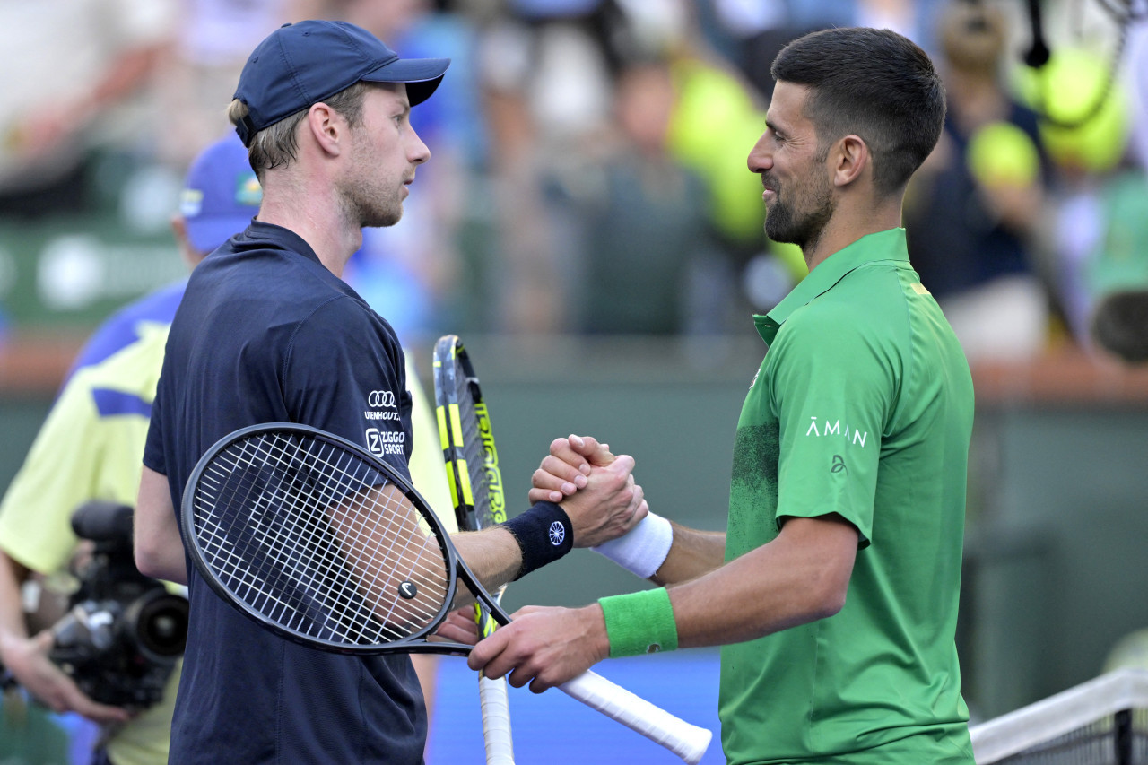 Novak Djokovic, eliminado del Masters 1.000 de Indian Wells. Foto: Reuters.