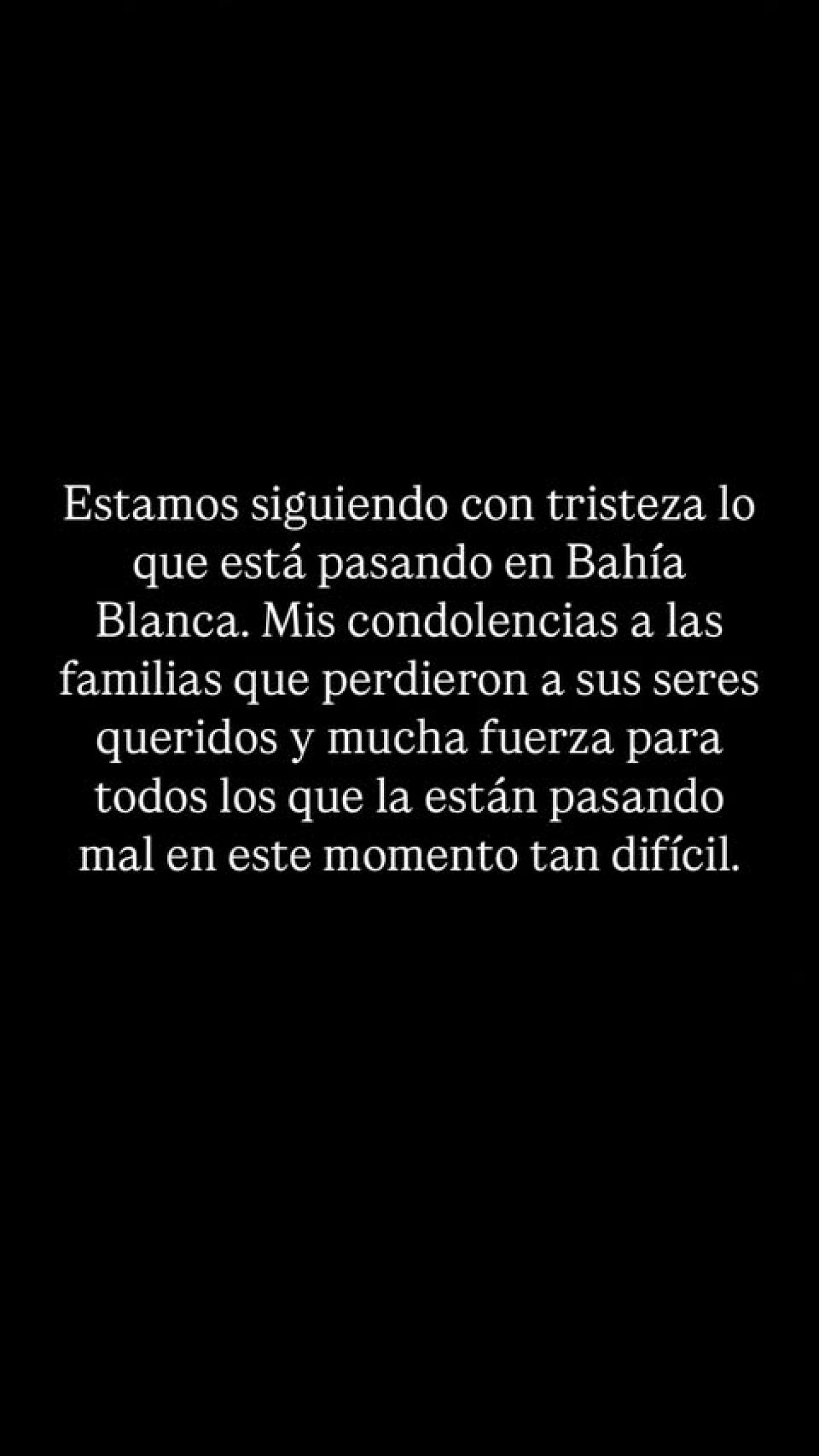 El mensaje de Messi sobre el temporal en Bahía Blanca. Foto: Instagram @leomessi