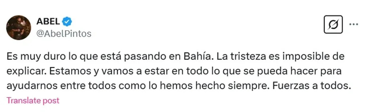 El mensaje de Abel Pintos. Foto: X.