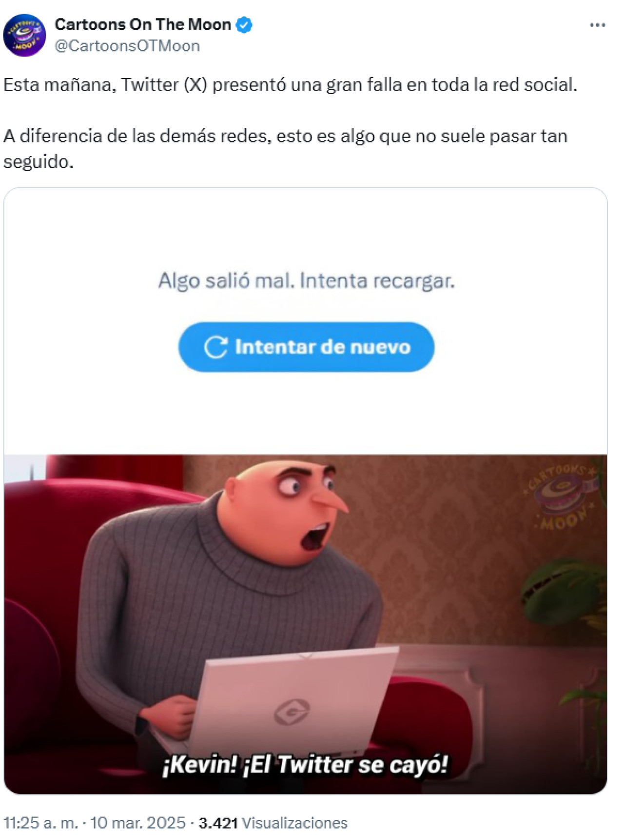 Memes tras la caída de la red social X. Foto: captura X.