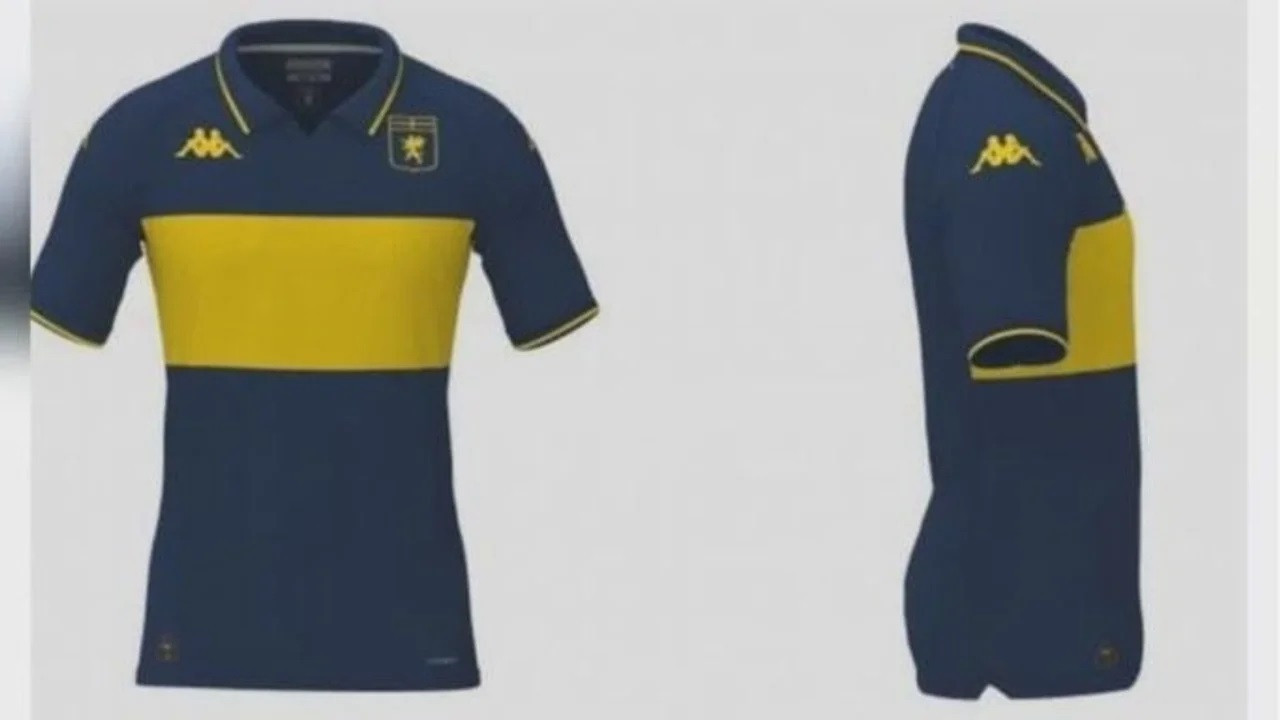 Remera del Genoa en homenaje a Boca. Foto: NA.