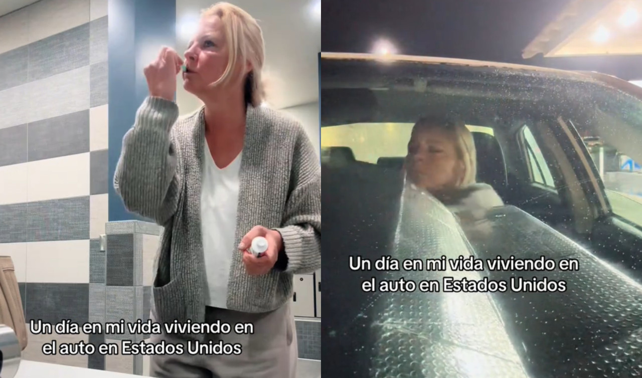 Argentina vive en su auto en Estados Unidos. Video: TikTok/angelinacuello73